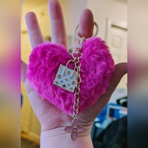 Fun Lux Pink Heart Puff Keychain